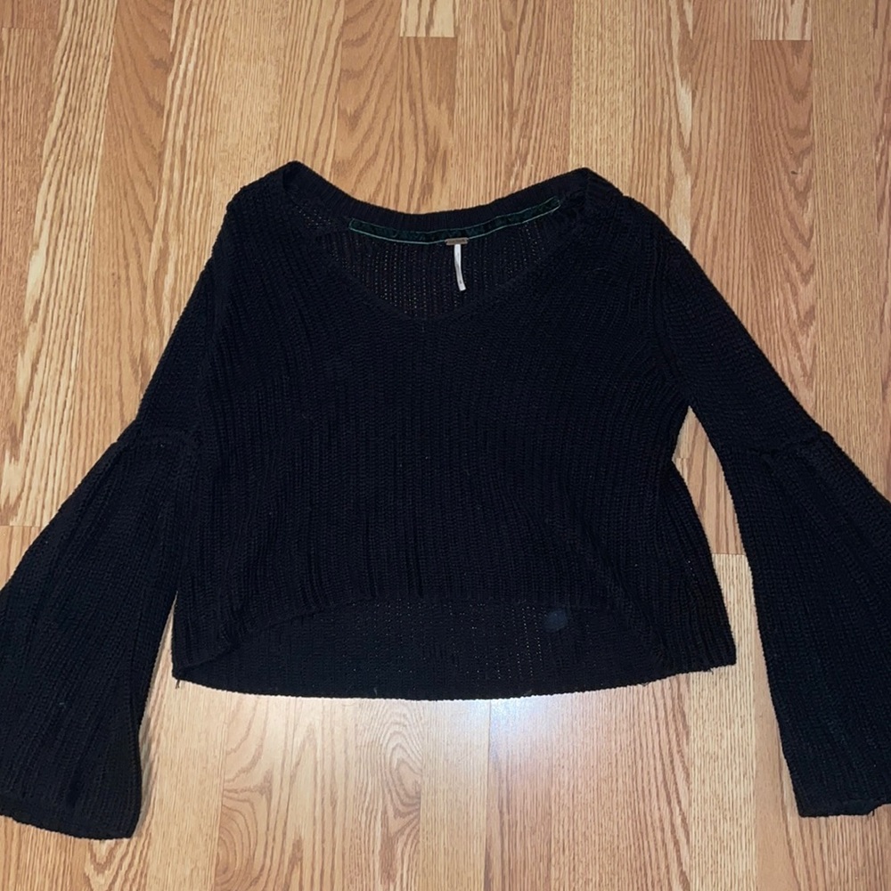 Free people flared arms cropped sweater